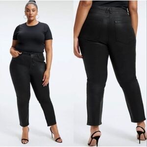 Good American Jeans Womens Size 18 Black Good Classic Coated High Rise Skinny